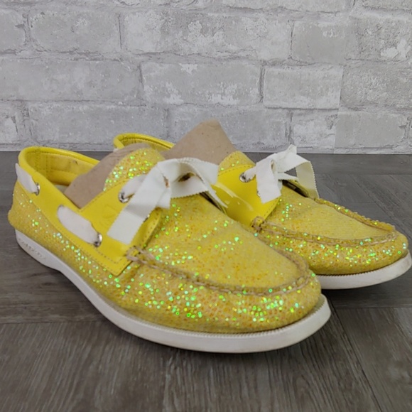 yellow sequin shoes